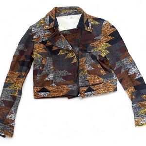 Lularoe Presley Moto Jacket Stylish Multicolor Geometric Women's Small